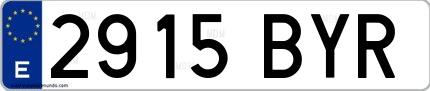 Ejemplo de matrícula de coche ordinaria 2915 BYR