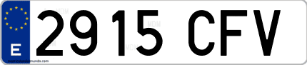 Ejemplo de matrícula de coche ordinaria 2915 CFV