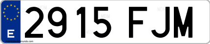 Ejemplo de matrícula de coche ordinaria 2915 FJM