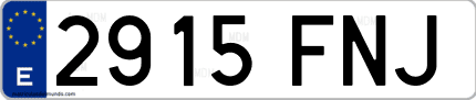 Ejemplo de matrícula de coche ordinaria 2915 FNJ