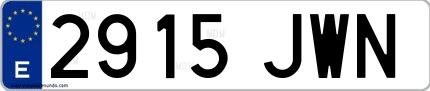 Ejemplo de matrícula española 2915 JWN