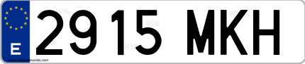Ejemplo de matrícula de coche ordinaria 2915 MKH