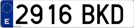 Ejemplo de matrícula española 2916 BKD