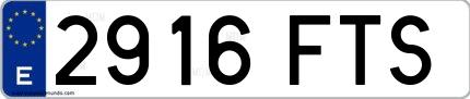 Ejemplo de matrícula de coche ordinaria 2916 FTS