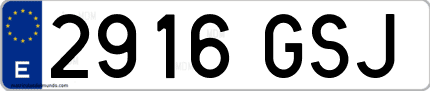 Ejemplo de matrícula de coche ordinaria 2916 GSJ
