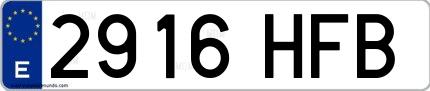 Ejemplo de matrícula española 2916 HFB