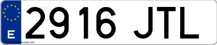 Ejemplo de matrícula de coche ordinaria 2916 JTL