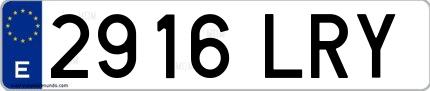 Ejemplo de matrícula española 2916 LRY