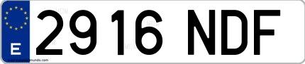Ejemplo de matrícula española 2916 NDF