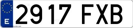 Ejemplo de matrícula española 2917 FXB
