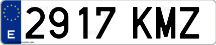 Ejemplo de matrícula de coche ordinaria 2917 KMZ