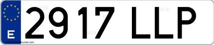 Ejemplo de matrícula española 2917 LLP