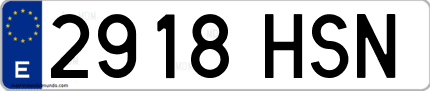 Ejemplo de matrícula de coche ordinaria 2918 HSN