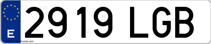 Ejemplo de matrícula de coche ordinaria 2919 LGB