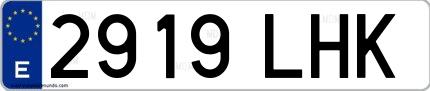 Ejemplo de matrícula española 2919 LHK