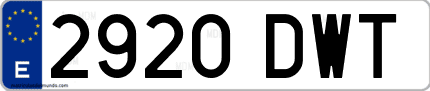 Ejemplo de matrícula de coche ordinaria 2920 DWT
