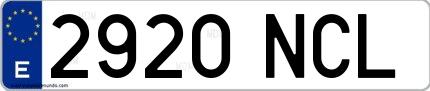 Ejemplo de matrícula española 2920 NCL
