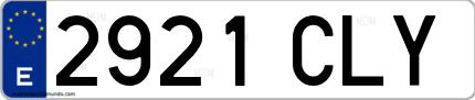 Ejemplo de matrícula de coche ordinaria 2921 CLY