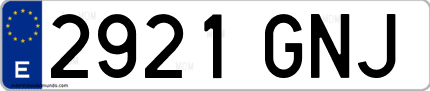 Ejemplo de matrícula de coche ordinaria 2921 GNJ