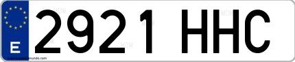Ejemplo de matrícula de coche ordinaria 2921 HHC
