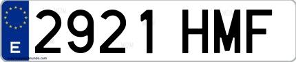Ejemplo de matrícula española 2921 HMF