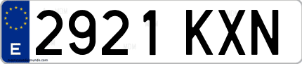 Ejemplo de matrícula de coche ordinaria 2921 KXN