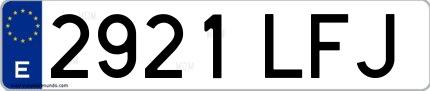 Ejemplo de matrícula española 2921 LFJ