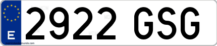 Ejemplo de matrícula de coche ordinaria 2922 GSG