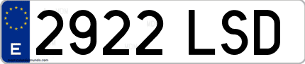 Ejemplo de matrícula de coche ordinaria 2922 LSD