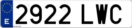 Ejemplo de matrícula española 2922 LWC