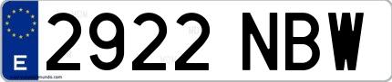 Ejemplo de matrícula española 2922 NBW
