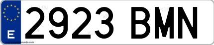 Ejemplo de matrícula española 2923 BMN
