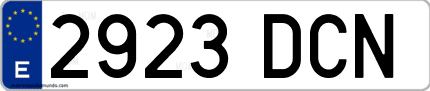 Ejemplo de matrícula de coche ordinaria 2923 DCN