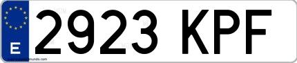 Ejemplo de matrícula española 2923 KPF