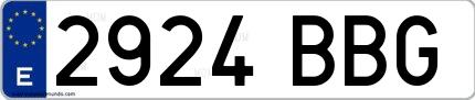 Ejemplo de matrícula española 2924 BBG