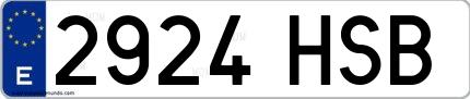 Ejemplo de matrícula española 2924 HSB