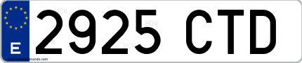 Ejemplo de matrícula de coche ordinaria 2925 CTD