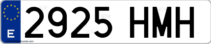 Ejemplo de matrícula de coche ordinaria 2925 HMH
