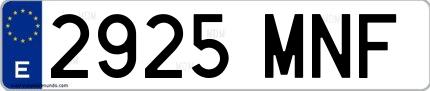 Ejemplo de matrícula española 2925 MNF