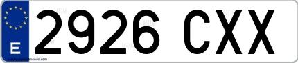 Ejemplo de matrícula española 2926 CXX