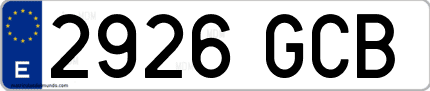Ejemplo de matrícula de coche ordinaria 2926 GCB
