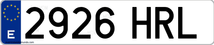 Ejemplo de matrícula de coche ordinaria 2926 HRL