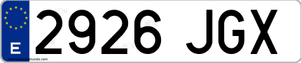Ejemplo de matrícula de coche ordinaria 2926 JGX