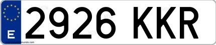 Ejemplo de matrícula española 2926 KKR