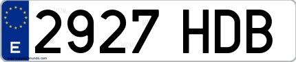 Ejemplo de matrícula española 2927 HDB