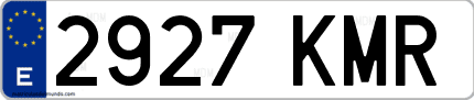 Ejemplo de matrícula de coche ordinaria 2927 KMR