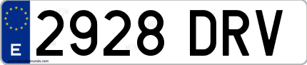 Ejemplo de matrícula de coche ordinaria 2928 DRV