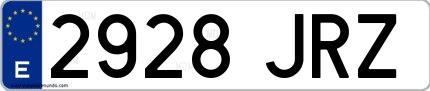 Ejemplo de matrícula española 2928 JRZ