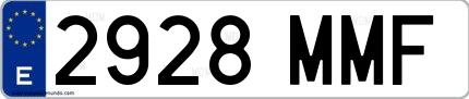 Ejemplo de matrícula de coche ordinaria 2928 MMF