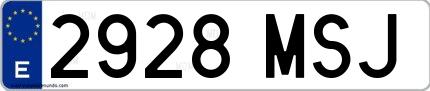 Ejemplo de matrícula española 2928 MSJ
